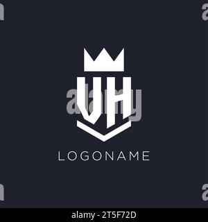 VH logo with shield and crown, initial monogram logo design ideas Stock Vector