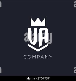VA logo with shield and crown, initial monogram logo design ideas Stock Vector