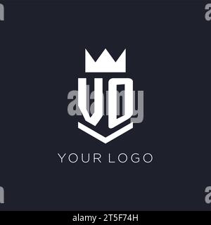 VO logo with shield and crown, initial monogram logo design ideas Stock Vector