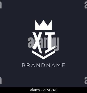 XI logo with shield and crown, initial monogram logo design ideas Stock Vector