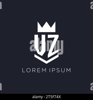 VZ logo with shield and crown, initial monogram logo design ideas Stock Vector