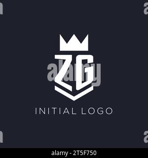ZG logo with shield and crown, initial monogram logo design ideas Stock Vector