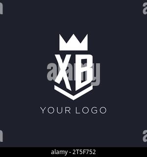 XB logo with shield and crown, initial monogram logo design ideas Stock Vector