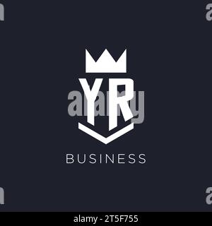 YR logo with shield and crown, initial monogram logo design ideas Stock Vector