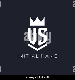 VS logo with shield and crown, initial monogram logo design ideas Stock Vector