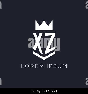 XZ logo with shield and crown, initial monogram logo design ideas Stock Vector
