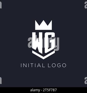 WG logo with shield and crown, initial monogram logo design ideas Stock Vector