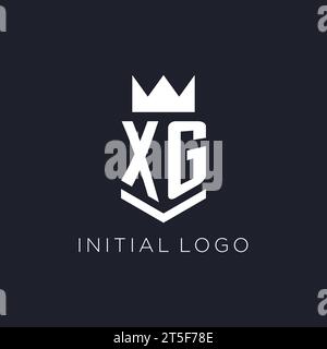 XG logo with shield and crown, initial monogram logo design ideas Stock Vector