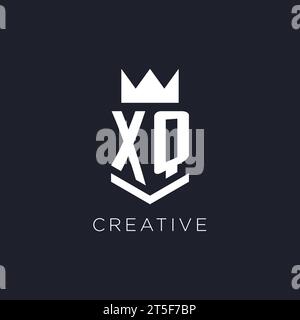 XQ logo with shield and crown, initial monogram logo design ideas Stock Vector