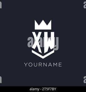 XW logo with shield and crown, initial monogram logo design ideas Stock Vector