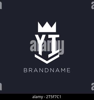 YI logo with shield and crown, initial monogram logo design ideas Stock Vector