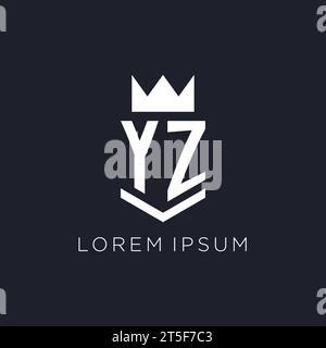 YZ logo with shield and crown, initial monogram logo design ideas Stock Vector