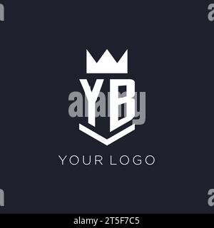 YB logo with shield and crown, initial monogram logo design ideas Stock Vector