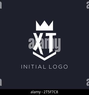XT logo with shield and crown, initial monogram logo design ideas Stock Vector