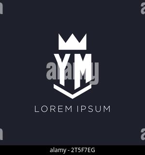YM logo with shield and crown, initial monogram logo design ideas Stock Vector