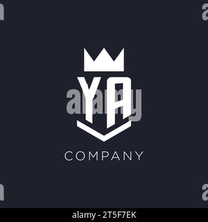 YA logo with shield and crown, initial monogram logo design ideas Stock Vector