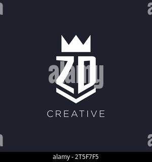 ZD logo with shield and crown, initial monogram logo design ideas Stock Vector