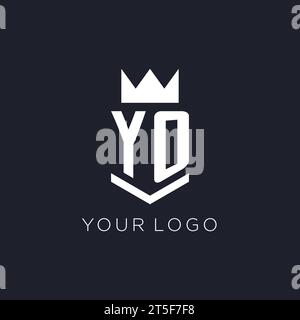 YO logo with shield and crown, initial monogram logo design ideas Stock Vector