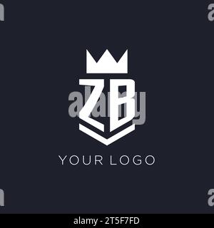 ZB logo with shield and crown, initial monogram logo design ideas Stock Vector