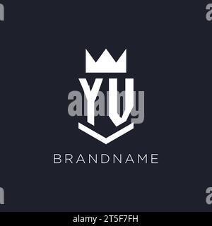 YV logo with shield and crown, initial monogram logo design ideas Stock Vector