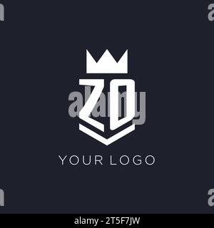 ZO initial logo with shield and crown style design ideas Stock Vector ...