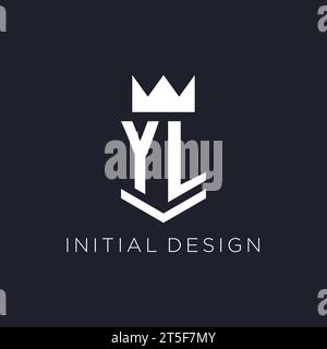 Initial YL logo shield crown style, luxury elegant monogram logo design ...