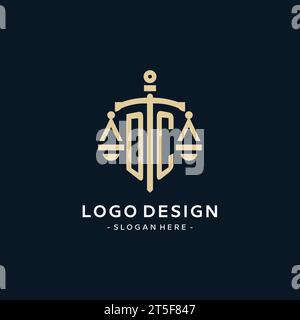 DC initial with scale of justice logo design template, luxury law and ...