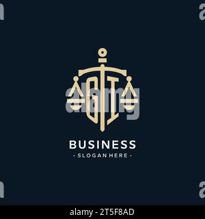 GI initial logo with scale of justice and shield icon, luxury and elegant law firm logo style Stock Vector