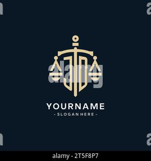 JD initial with scale of justice logo design template, luxury law and ...