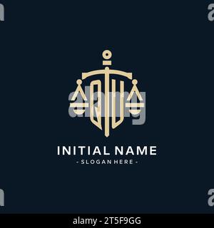 QU initial monogram logo with scale and pillar style design ideas Stock ...