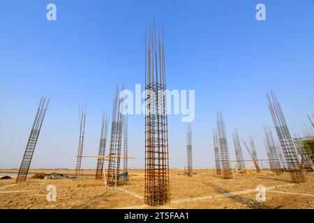 Rebar Engineering at a construction site, north china Stock Photo - Alamy