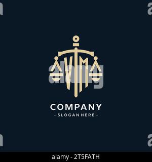 VM initial monogram logo with scale and pillar style design ideas Stock ...