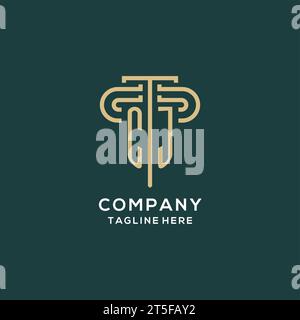 CJ logo initial with pillar icon design, luxury monogram style logo for ...