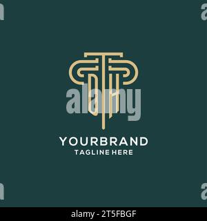 DH initial with monoline pillar logo style, luxury monogram logo design ...