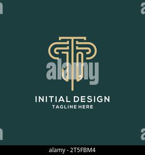 JQ initial with monoline pillar logo style, luxury monogram logo design ...