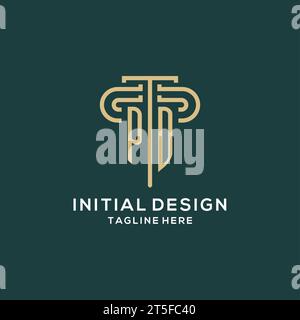 PD initial with pillar shape logo design, creative monogram logo design ...