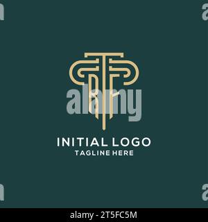 RF logo initial with pillar icon design, luxury monogram style logo for ...