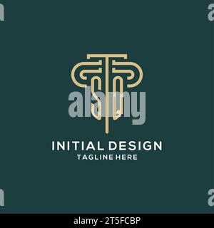 Initial SQ pillar logo, elegant and luxury law firm logo vector graphic Stock Vector