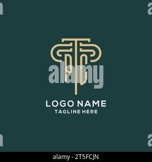 PC initial monogram with pillar shape logo design inspiration Stock ...