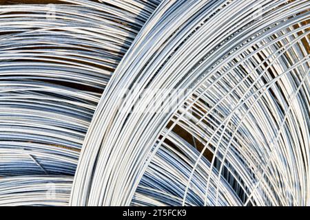 galvanized iron wire on the ground, closeup of photo Stock Photo