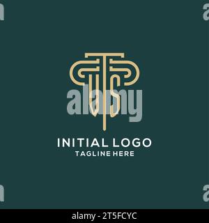 Initial VS pillar logo, elegant and luxury law firm logo vector graphic Stock Vector