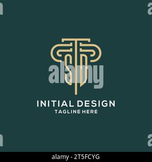 Initial SD pillar logo, elegant and luxury law firm logo vector graphic Stock Vector