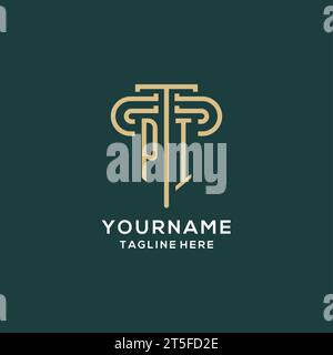PI initial with pillar shape logo design, creative monogram logo design ...