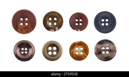 Group of various sewing clothing buttons isolated on white background Stock Photo