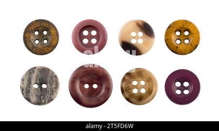 Group of various sewing clothing buttons isolated on white background Stock Photo