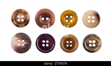 Group of various sewing clothing buttons isolated on white background Stock Photo