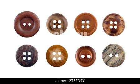 Group of various sewing clothing buttons isolated on white background Stock Photo