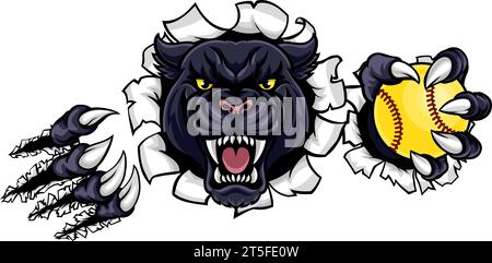 Panther Softball Animal Sports Team Mascot Stock Vector