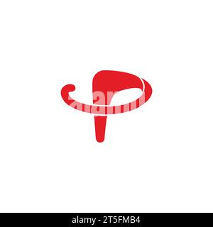 letter p curves red arrow abstract logo vector Stock Vector