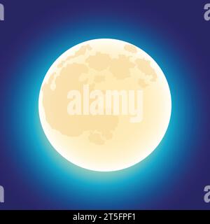 Full Moon on a Dark Blue Sky. Vector Illustration Stock Vector